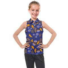 Folk Floral Art Pattern  Flowers Abstract Surface Design  Seamless Pattern Kids  Sleeveless Polo Tee