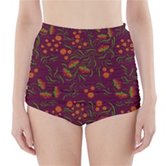 Folk Floral Art Pattern  Flowers Abstract Surface Design  Seamless Pattern High-waisted Bikini Bottoms by Eskimos