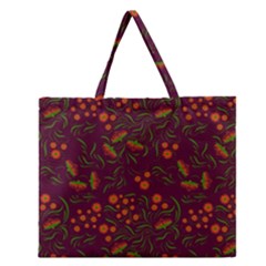 Folk Floral Art Pattern  Flowers Abstract Surface Design  Seamless Pattern Zipper Large Tote Bag by Eskimos