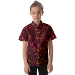 Folk Floral Art Pattern  Flowers Abstract Surface Design  Seamless Pattern Kids  Short Sleeve Shirt by Eskimos