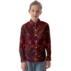 Folk Floral Art Pattern  Flowers Abstract Surface Design  Seamless Pattern Kids  Long Sleeve Shirt by Eskimos