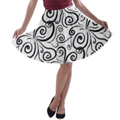 Squiggles A-line Skater Skirt by SychEva