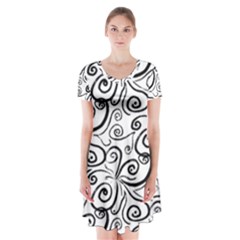 Squiggles Short Sleeve V-neck Flare Dress by SychEva