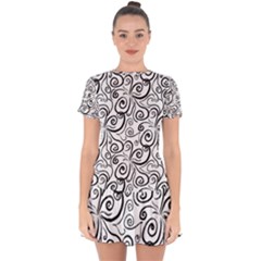 Squiggles Drop Hem Mini Chiffon Dress by SychEva