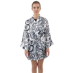 Squiggles Long Sleeve Satin Kimono by SychEva