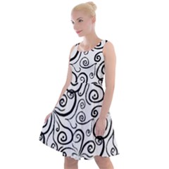 Squiggles Knee Length Skater Dress by SychEva