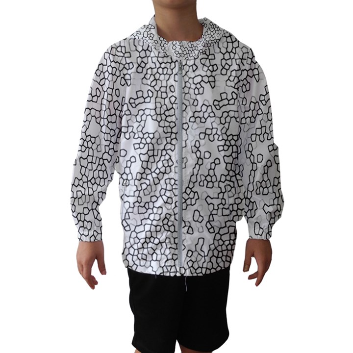 Neon Geometric Pattern Design 2 Kids  Hooded Windbreaker