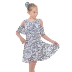 Neon Geometric Pattern Design 2 Kids  Shoulder Cutout Chiffon Dress