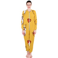 Corgi And Coffee Onepiece Jumpsuit (ladies) 