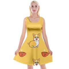 Corgi And Coffee Reversible Velvet Sleeveless Dress