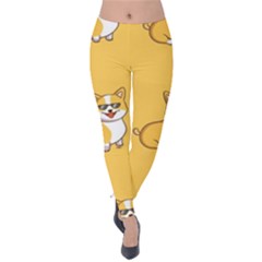 Corgi And Coffee Velvet Leggings by Bigfootshirtshop