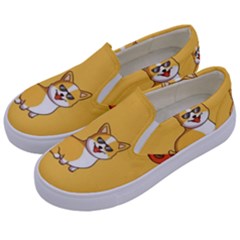 Corgi And Coffee Kids  Canvas Slip Ons by Bigfootshirtshop