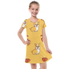 Corgi And Coffee Kids  Cross Web Dress