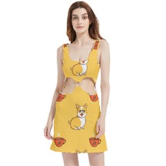 Corgi And Coffee Velvet Cutout Dress