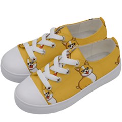 Corgi And Coffee Kids  Low Top Canvas Sneakers by Bigfootshirtshop