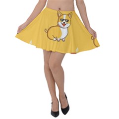 Corgi And Coffee Velvet Skater Skirt