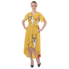 Corgi And Coffee Front Wrap High Low Dress by Bigfootshirtshop