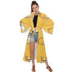 Corgi And Coffee Maxi Kimono by Bigfootshirtshop