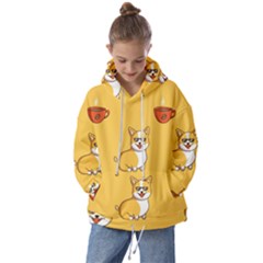 Corgi And Coffee Kids  Oversized Hoodie