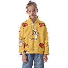 Corgi And Coffee Kids  Half Zip Hoodie