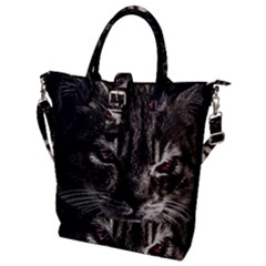 Creepy Kitten Portrait Photo Illustration Buckle Top Tote Bag by dflcprintsclothing