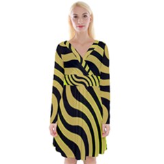 Funny Graphics Long Sleeve Front Wrap Dress by grafikamaria