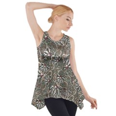 Modern Floral Collage Pattern Design Side Drop Tank Tunic by dflcprintsclothing