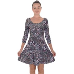 Modern Floral Collage Pattern Design Quarter Sleeve Skater Dress