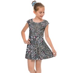 Modern Floral Collage Pattern Design Kids  Cap Sleeve Dress