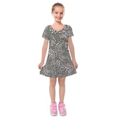 Modern Floral Collage Pattern Design Kids  Short Sleeve Velvet Dress by dflcprintsclothing