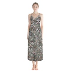 Modern Floral Collage Pattern Design Button Up Chiffon Maxi Dress