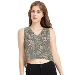 Modern Floral Collage Pattern Design V-neck Cropped Tank Top by dflcprintsclothing