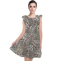 Modern Floral Collage Pattern Design Tie Up Tunic Dress