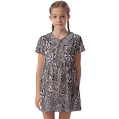 Modern Floral Collage Pattern Design Kids  Asymmetric Collar Dress