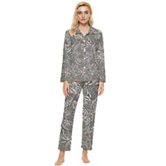 Modern Floral Collage Pattern Design Womens  Long Sleeve Pocket Pajamas Set by dflcprintsclothing