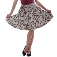 Curly Lines A-line Skater Skirt by SychEva