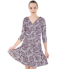 Curly Lines Quarter Sleeve Front Wrap Dress by SychEva