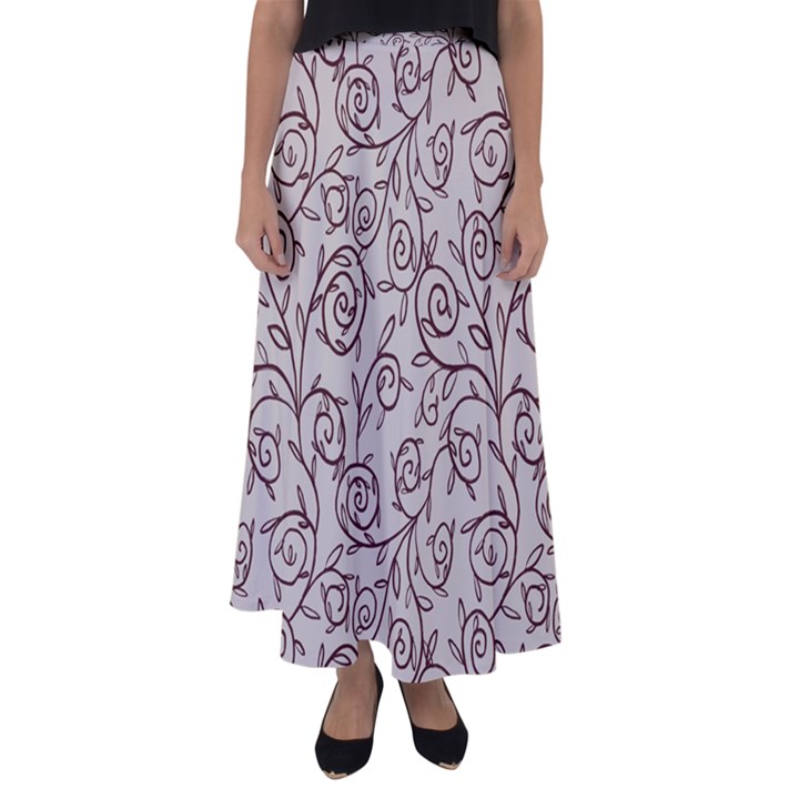 Curly Lines Flared Maxi Skirt