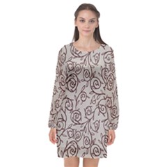 Curly Lines Long Sleeve Chiffon Shift Dress  by SychEva