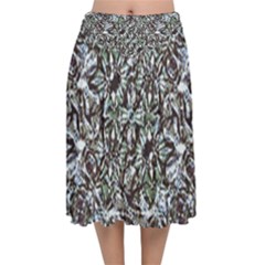 Intricate Textured Ornate Pattern Design Velvet Flared Midi Skirt by dflcprintsclothing