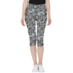 Intricate Textured Ornate Pattern Design Inside Out Lightweight Velour Capri Leggings  by dflcprintsclothing