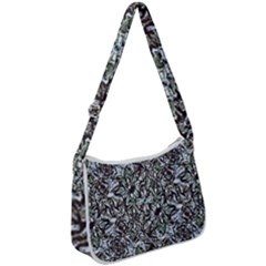 Intricate Textured Ornate Pattern Design Zip Up Shoulder Bag