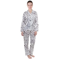 Pencil Flowers Seamless Pattern Satin Long Sleeve Pajamas Set by SychEva