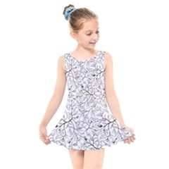 Pencil Flowers Seamless Pattern Kids  Skater Dress Swimsuit by SychEva