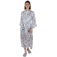 Pencil Flowers Seamless Pattern Maxi Satin Kimono by SychEva