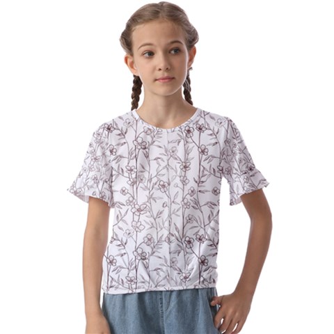 Pencil Flowers Kids  Cuff Sleeve Scrunch Bottom Tee by SychEva