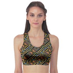 Electric Neon Lines Pattern Design Sports Bra