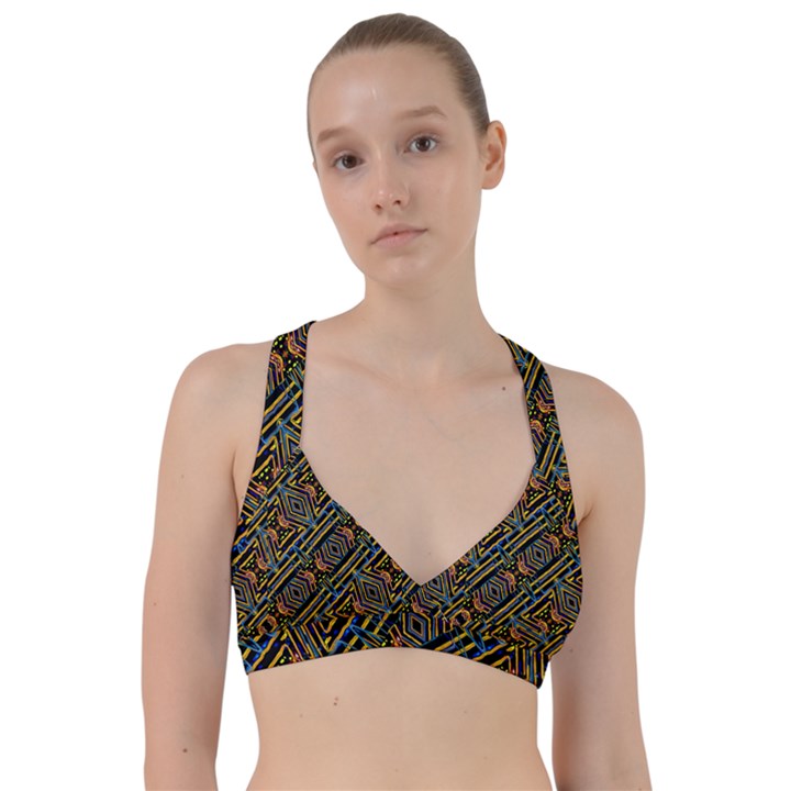 Electric Neon Lines Pattern Design Sweetheart Sports Bra