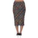 Electric Neon Lines Pattern Design Velvet Midi Pencil Skirt View2