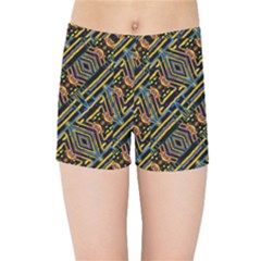 Electric Neon Lines Pattern Design Kids  Sports Shorts